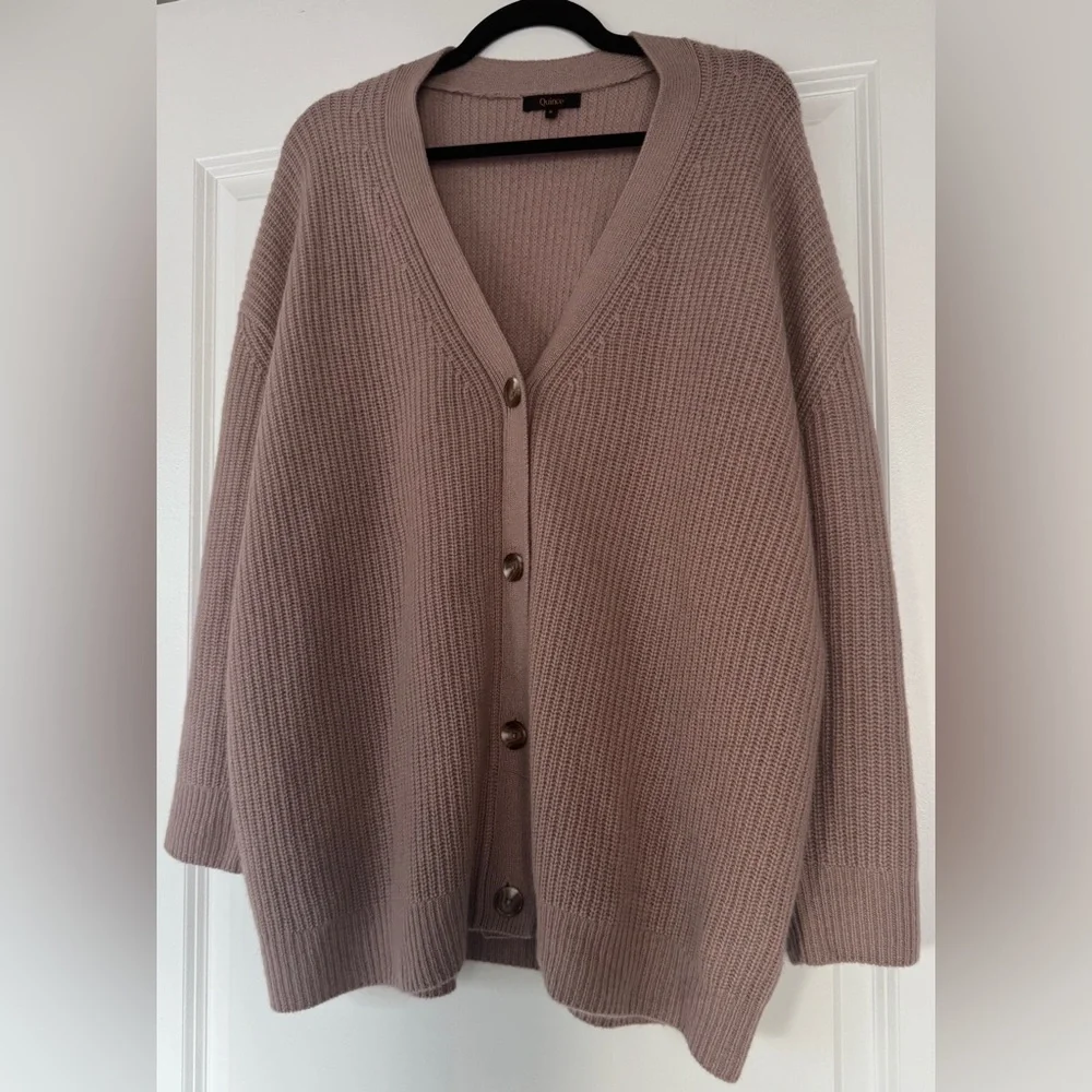 NWOT! QUINCE Mongolian Cashmere Oversized Boyfriend Cardigan *Mink Pink* S Rare - Picture 6 of 11